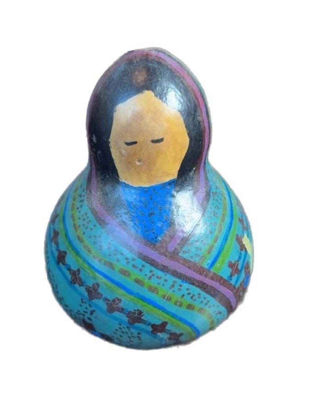 Julie Linn Hand Painted Gourd Spirit Doll Figurine Signed 1999 Limited Ed. 48/75